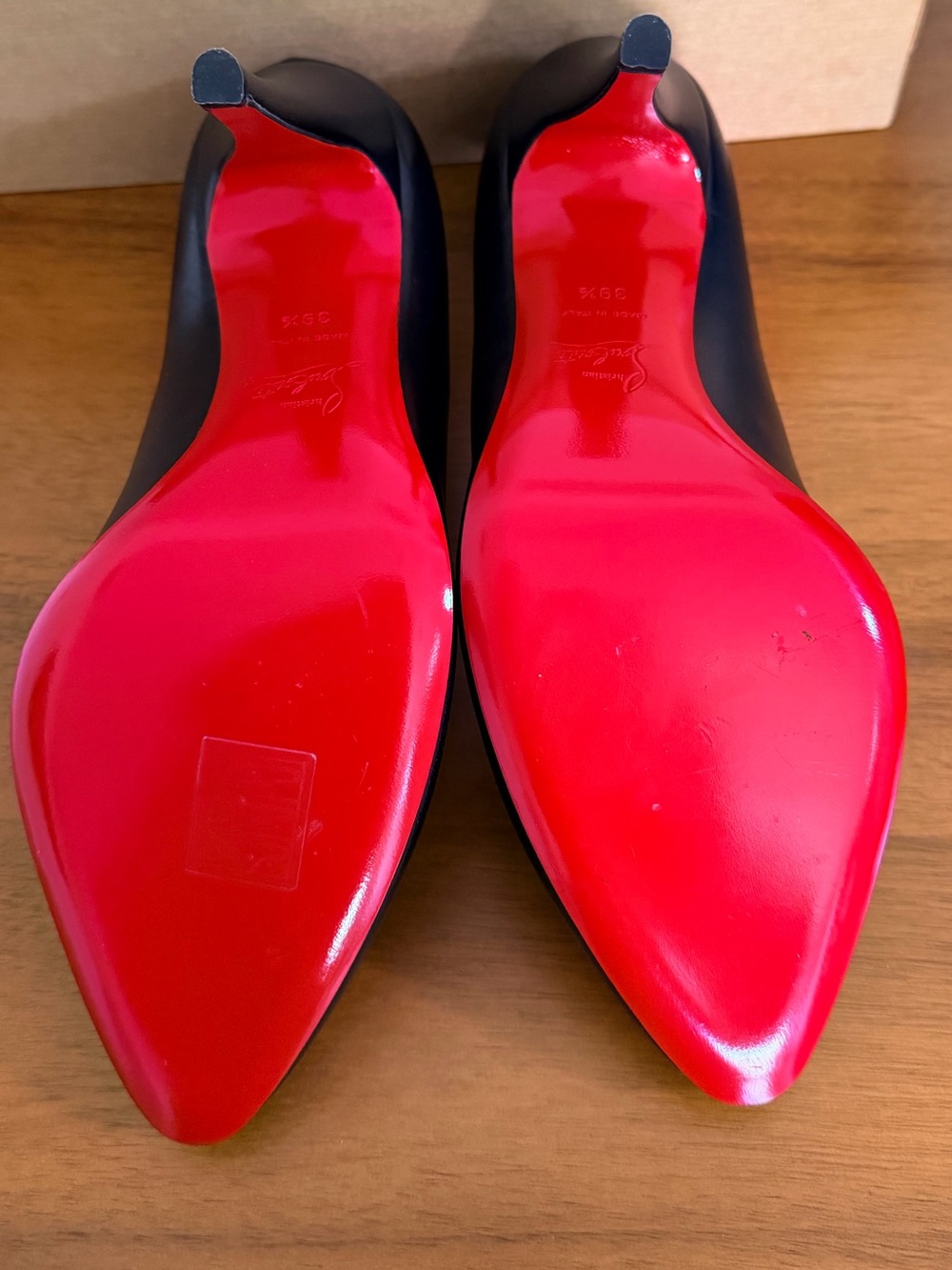 Christian Louboutin Black Leather Pumps with Red Soles - Picture 4 of 7